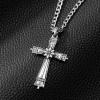 imageSWEETV Designer 925 Sterling Silver Cross Necklace for Men Vintage Chunky Big Cross Pendant with Cuban Chain Amulet Necklace Jewelry Gift for Men A04