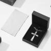 imageSWEETV Designer 925 Sterling Silver Cross Necklace for Men Vintage Chunky Big Cross Pendant with Cuban Chain Amulet Necklace Jewelry Gift for Men A04