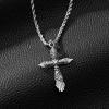 imageSWEETV Designer 925 Sterling Silver Cross Necklace for Men Vintage Chunky Big Cross Pendant with Rope Chain Amulet Necklace Jewelry Gift for Men A01