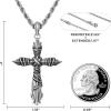 imageSWEETV Designer 925 Sterling Silver Cross Necklace for Men Vintage Chunky Big Cross Pendant with Rope Chain Amulet Necklace Jewelry Gift for Men A01