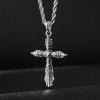 imageSWEETV Designer 925 Sterling Silver Cross Necklace for Men Vintage Chunky Big Cross Pendant with Rope Chain Amulet Necklace Jewelry Gift for Men A01