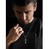 imageSWEETV Designer 925 Sterling Silver Cross Necklace for Men Vintage Chunky Big Cross Pendant with Rope Chain Amulet Necklace Jewelry Gift for Men A01