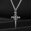 imageSWEETV Designer Oxidized Sterling Silver Cross Necklace for Men Vintage Chunky Big Cross Pendant Amulet Necklace Jewelry Gift for MenA07
