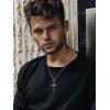 imageSWEETV Designer Oxidized Sterling Silver Cross Necklace for Men Vintage Chunky Big Cross Pendant Amulet Necklace Jewelry Gift for MenA07