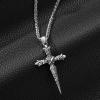 imageSWEETV Designer Oxidized Sterling Silver Cross Necklace for Men Vintage Chunky Big Cross Pendant Amulet Necklace Jewelry Gift for MenA08