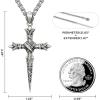 imageSWEETV Designer Oxidized Sterling Silver Cross Necklace for Men Vintage Chunky Big Cross Pendant Amulet Necklace Jewelry Gift for MenA08