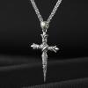imageSWEETV Designer Oxidized Sterling Silver Cross Necklace for Men Vintage Chunky Big Cross Pendant Amulet Necklace Jewelry Gift for MenA08