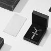 imageSWEETV Designer Oxidized Sterling Silver Cross Necklace for Men Vintage Chunky Big Cross Pendant with Cuban Chain Amulet Necklace Jewelry Gift for Men A06