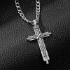 imageSWEETV Designer Oxidized Sterling Silver Cross Necklace for Men Vintage Chunky Big Cross Pendant with Cuban Chain Amulet Necklace Jewelry Gift for Men A06