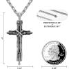 imageSWEETV Designer Oxidized Sterling Silver Cross Necklace for Men Vintage Chunky Big Cross Pendant with Cuban Chain Amulet Necklace Jewelry Gift for Men A06