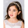 imageSWEETV Flower Girl Hair Accessories for Wedding Headpieces FlowerLeaf Girls Headband Princess Crystal Pearl Hair Pieces for Birthday Party First Communion