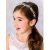 imageSWEETV Flower Girl Hair Accessories for Wedding Headpieces FlowerLeaf Girls Headband Princess Crystal Pearl Hair Pieces for Birthday Party First Communion