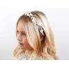 imageSWEETV Flower Girl Headpiece Ivory Tulle Flowers Wedding Headband for Girls Princess Pearl Hair Accessories for Birthday Party First Communion