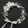 imageSWEETV Flower Girl Headpiece Ivory Tulle Flowers Wedding Headband for Girls Princess Pearl Hair Accessories for Birthday Party First Communion