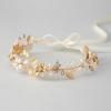 imageSWEETV Flower Girl Headpiece Pearl Silver Wedding Hair Accessories for Girls Flowers Headband Tiara for BirthdaypartyGold
