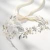 imageSWEETV Flower Girl Headpiece Pearl Silver Wedding Hair Accessories for Girls Flowers Headband Tiara for BirthdaypartySilver
