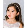 imageSWEETV Flower Girl Headpiece Silver Pearl Girls Headband for Wedding Princess Hair Accessories for Birthday Party First CommunionGold
