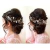 imageSWEETV Flower Girl Headpiece Silver Princess Wedding Headband Baby Girls Flower Pearl Hair Accessories for Birthday Party PhotographyGold