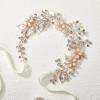 imageSWEETV Flower Girl Headpiece Silver Princess Wedding Headband Baby Girls Flower Pearl Hair Accessories for Birthday Party PhotographyRose Gold