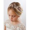 imageSWEETV Flower Girl Headpiece Silver Princess Wedding Headband Baby Girls Flower Pearl Hair Accessories for Birthday Party PhotographyRose Gold