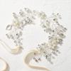 imageSWEETV Flower Girl Headpiece Silver Princess Wedding Headband Baby Girls Flower Pearl Hair Accessories for Birthday Party PhotographySilver