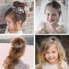 imageSWEETV Flower Girl Headpiece Silver Princess Wedding Headband Baby Girls Flower Pearl Hair Accessories for Birthday Party PhotographySilver