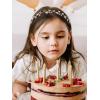 imageSWEETV Flower Girl Headpiece Wedding Headband for Girls Princess Crystal Pearl Hair Accessories for Women Little Girl Birthday Party First Communion WeddingGoldA