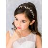 imageSWEETV Flower Girl Headpiece Wedding Headband for Girls Princess Crystal Pearl Hair Accessories for Women Little Girl Birthday Party First Communion WeddingGoldA