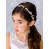 imageSWEETV Flower Girl Headpiece for Wedding Headband Silver Princess Hair Accessories Little Girls Toddler Kids Crystal Hair Bands for First CommunionGold