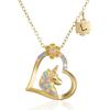 imageSWEETV Hypoallergenic Unicorn Necklace for Girls  18K Gold Plated Cubic Zirconia Initial Heart Pendant Unicorn Jewelry Gifts for BirthdayChristmasGold