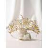 imageSWEETV Mermaid Tiara for Girls Women Gold Princess Crown Diadem Jeweled Headpiece Costume Hair Accessories for Birthday Prom Quinceanera HalloweenGold