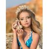 imageSWEETV Mermaid Tiara for Girls Women Gold Princess Crown Diadem Jeweled Headpiece Costume Hair Accessories for Birthday Prom Quinceanera HalloweenGold