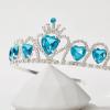 imageSWEETV Red Princess Tiara for Girls Birthday Crown Gift for Kids Crystal Heart Tiara Headband Child Costume Headpiece Dress up Accessories for Cosplay Party HalloweenBlue