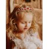 imageSWEETV Red Princess Tiara for Girls Birthday Crown Gift for Kids Crystal Heart Tiara Headband Child Costume Headpiece Dress up Accessories for Cosplay Party HalloweenRed