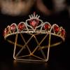 imageSWEETV Red Princess Tiara for Girls Birthday Crown Gift for Kids Crystal Heart Tiara Headband Child Costume Headpiece Dress up Accessories for Cosplay Party HalloweenRed