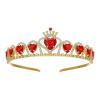 imageSWEETV Red Princess Tiara for Girls Birthday Crown Gift for Kids Crystal Heart Tiara Headband Child Costume Headpiece Dress up Accessories for Cosplay Party HalloweenRed