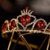 imageSWEETV Red Princess Tiara for Girls Birthday Crown Gift for Kids Crystal Heart Tiara Headband Child Costume Headpiece Dress up Accessories for Cosplay Party HalloweenRed