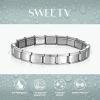 imageSWEETV Stainless Steel 18 Link Polish Italian Charm Bracelet with 1Pcs Starter Brascelet 9Pcs Charms and Opening Tools Classic 9mm Modular Charm Personalized Jewelry GiftSilver