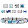 imageSWEETV Stainless Steel 18 Link Polish Italian Charm Bracelet with 1Pcs Starter Brascelet 9Pcs Charms and Opening Tools Classic 9mm Modular Charm Personalized Jewelry GiftMarineSilver