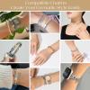 imageSWEETV Stainless Steel 18 Link Polish Italian Charm Bracelet with 1Pcs Starter Brascelet 9Pcs Charms and Opening Tools Classic 9mm Modular Charm Personalized Jewelry GiftDGold