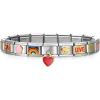 imageSWEETV Stainless Steel 18 Link Polish Italian Charm Bracelet with 1Pcs Starter Brascelet 9Pcs Charms and Opening Tools Classic 9mm Modular Charm Personalized Jewelry GiftBSilver