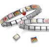 imageSWEETV Stainless Steel 18 Link Polish Italian Charm Bracelet with 1Pcs Starter Brascelet 9Pcs Charms and Opening Tools Classic 9mm Modular Charm Personalized Jewelry GiftBSilver