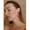 imageSWEETV Vintage 18K Gold Plated Statement Earrings for Women Trendy Antique Enamel Chunky Drop Dangle Earrings Big Crystal Earrings for Fashion Prom Jewelry GiftsPink