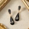 imageSWEETV Vintage 18K Gold Plated Statement Earrings for Women Trendy Antique Enamel Chunky Drop Dangle Earrings Big Crystal Earrings for Fashion Prom Jewelry GiftsBlackStyle02