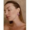 imageSWEETV Vintage 18K Gold Plated Statement Earrings for Women Trendy Antique Enamel Chunky Drop Dangle Earrings Big Crystal Earrings for Fashion Prom Jewelry GiftsPurple