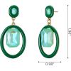 imageSWEETV Vintage 18K Gold Plated Statement Earrings for Women Trendy Antique Enamel Chunky Drop Dangle Earrings Big Crystal Earrings for Fashion Prom Jewelry GiftsGreenStyle03