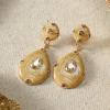 imageSWEETV Vintage 18K Gold Plated Statement Earrings for Women Trendy Antique Enamel Chunky Drop Dangle Earrings Big Crystal Earrings for Fashion Prom Jewelry GiftsChampagne