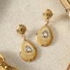 imageSWEETV Vintage 18K Gold Plated Statement Earrings for Women Trendy Antique Enamel Chunky Drop Dangle Earrings Big Crystal Earrings for Fashion Prom Jewelry GiftsChampagne