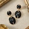 imageSWEETV Vintage 18K Gold Plated Statement Earrings for Women Trendy Antique Enamel Chunky Drop Dangle Earrings Big Crystal Earrings for Fashion Prom Jewelry GiftsBlackStyle01