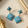 imageSWEETV Vintage 18K Gold Plated Statement Earrings for Women Trendy Antique Enamel Chunky Drop Dangle Earrings Big Crystal Earrings for Fashion Prom Jewelry GiftsLight BlueStyle01